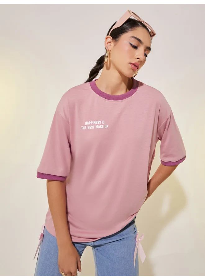 Take Two Take Two Oversized T-Shirt with Slogan