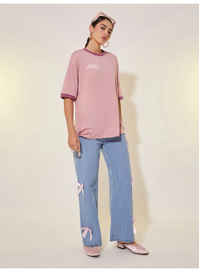 Take Two Take Two Oversized T-Shirt with Slogan