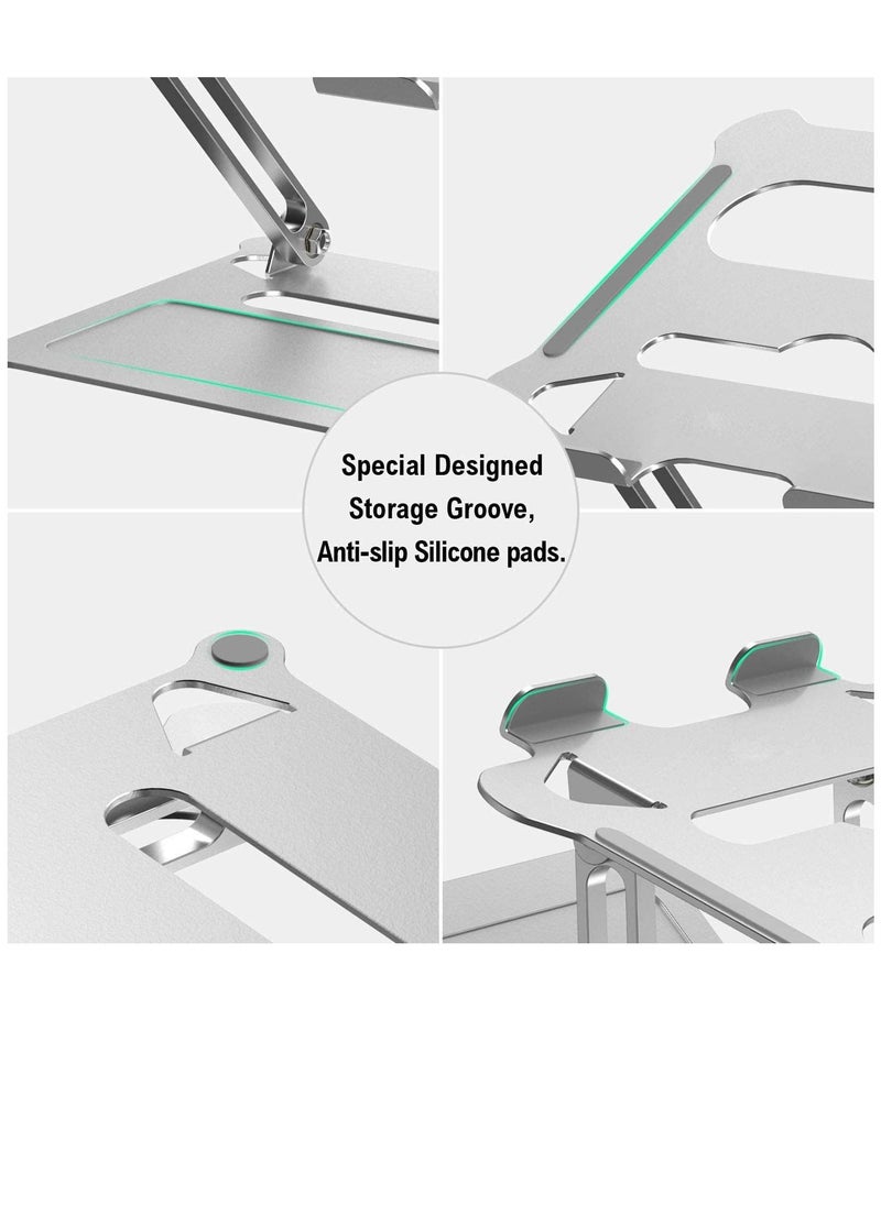 SMILEE Adjustable Laptop Stand for Desk, Ergonomic Portable Aluminum Laptop Desk Stand Silver  - Image 4