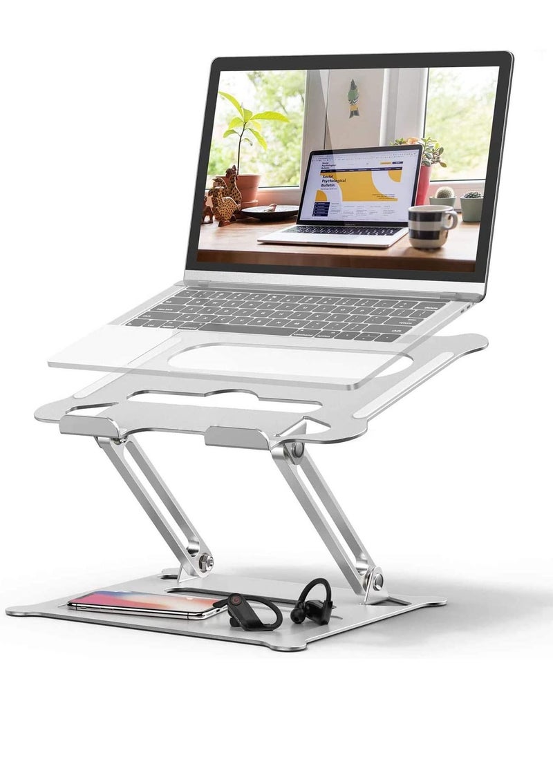 SMILEE Adjustable Laptop Stand for Desk, Ergonomic Portable Aluminum Laptop Desk Stand Silver  - Image 1