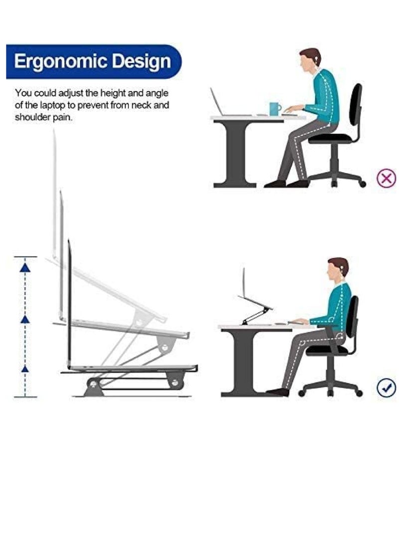 SMILEE Adjustable Laptop Stand for Desk, Ergonomic Portable Aluminum Laptop Desk Stand Silver  - Image 3