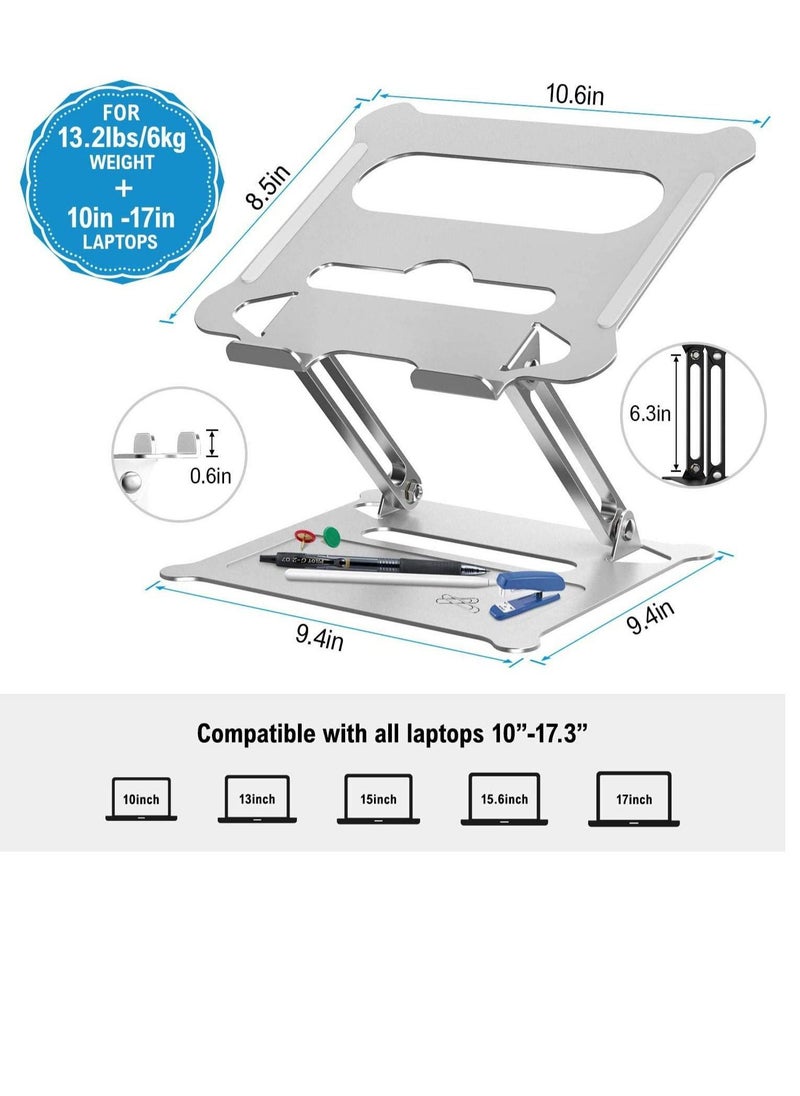 SMILEE Adjustable Laptop Stand for Desk, Ergonomic Portable Aluminum Laptop Desk Stand Silver  - Image 5