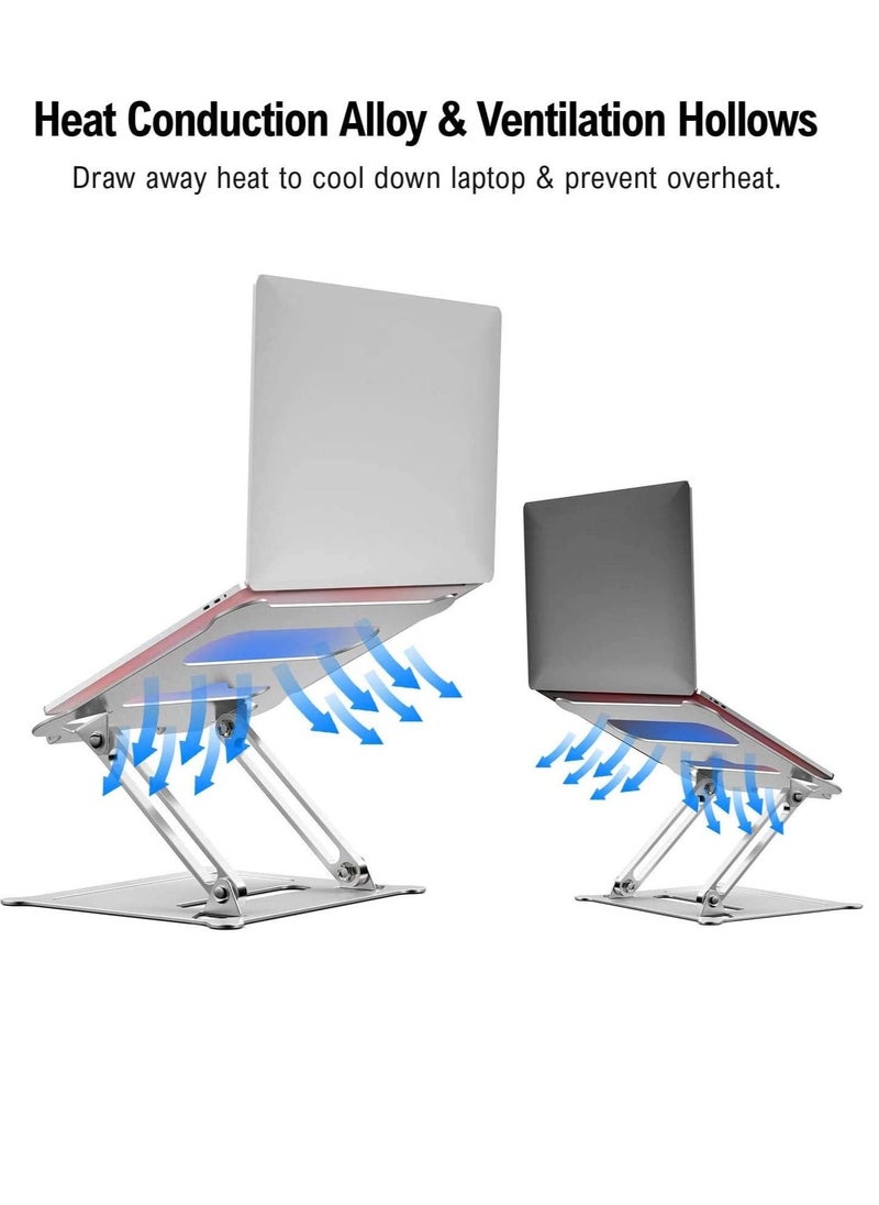 SMILEE Adjustable Laptop Stand for Desk, Ergonomic Portable Aluminum Laptop Desk Stand Silver  - Image 2