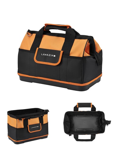 Tool Bag with Hard Plastic Bottom - 16 Inch - Waterproof Soft Bottom, Dual Carrying Handles, Zipper Closure, and Large Storage Space - Ideal for Travel, Plumbing, Electricians, and Workshop Use