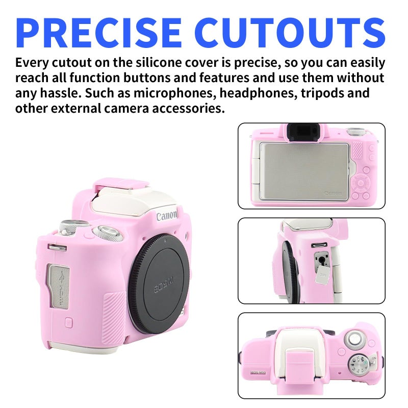 Easy Hood Camera Case for Canon EOS M50/M50 Mark II Digital Camera, Anti-Scratch Soft Silicone Case Cover Housing Protective Cover Protector Camera Body Skin Case (Pink) - Image 2