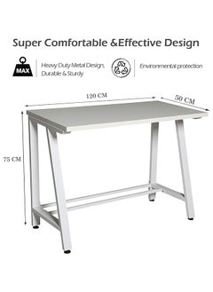 RIGID Steel Workstation Desk with Wooden Top White 75x100x50cm  - Image 2