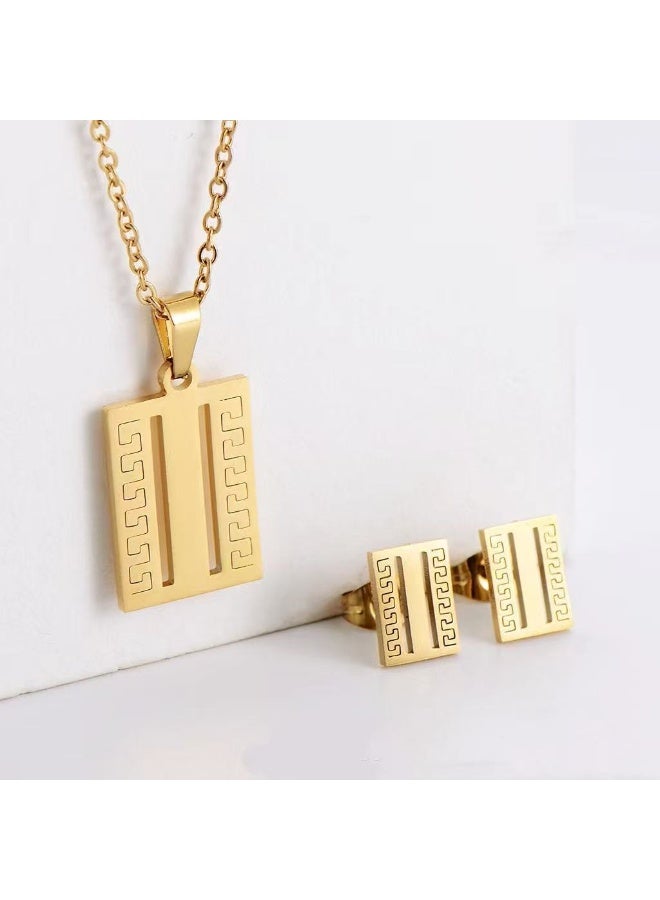 Goolsky Women’s Titanium Steel Pendant Necklace & Earrings Set – Elegant Minimalist Dainty INS Style Jewelry, Versatile Daily Gift - Image 5