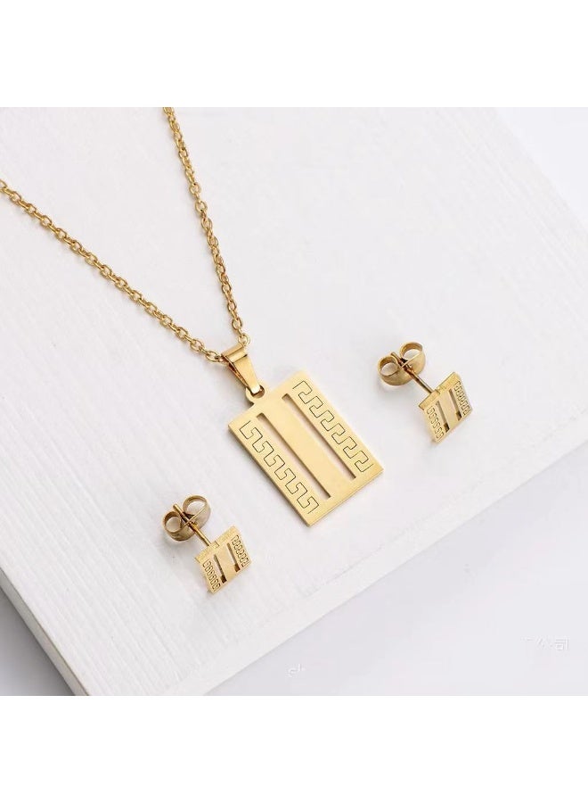 Goolsky Women’s Titanium Steel Pendant Necklace & Earrings Set – Elegant Minimalist Dainty INS Style Jewelry, Versatile Daily Gift - Image 3