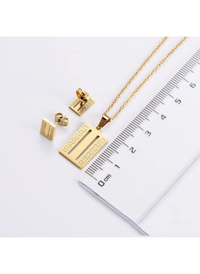 Goolsky Women’s Titanium Steel Pendant Necklace & Earrings Set – Elegant Minimalist Dainty INS Style Jewelry, Versatile Daily Gift - Image 4