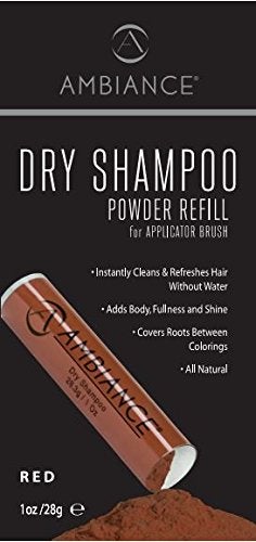 Ambiance Natural Dry Shampoo Powder Refill for Red Hair  Non Aerosol Travel Size Tinted Shampoo  Non Toxic Benzene Free  Volumizing Refreshes Oily Hair  Covers Roots Between Colorings