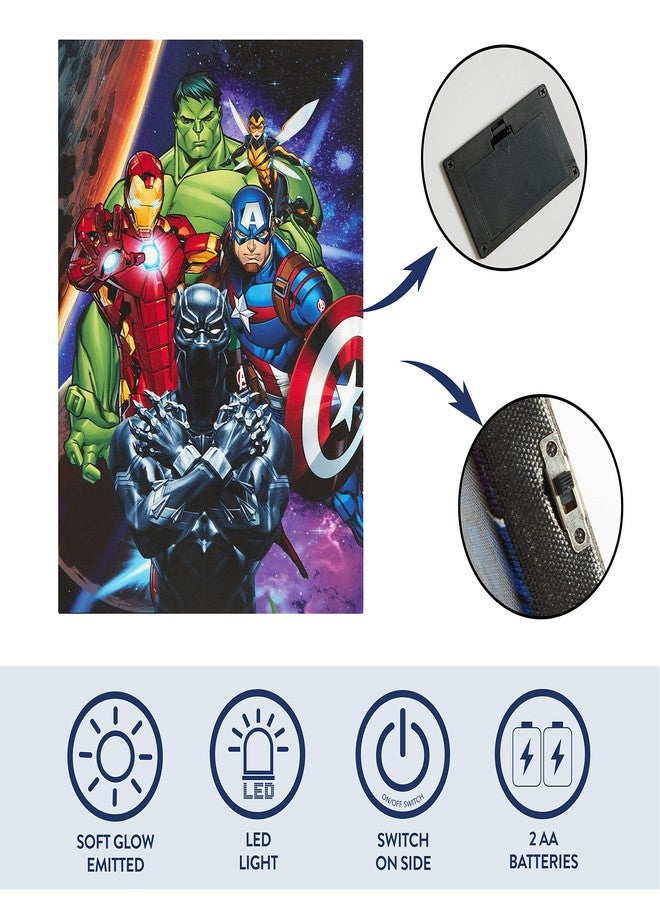 Idea Nuova Marvel Avengers LED Canvas Wall Art, Kids Room Décor, Light Up Superhero Wall Hanging, 11.5"x15.75" - Image 4