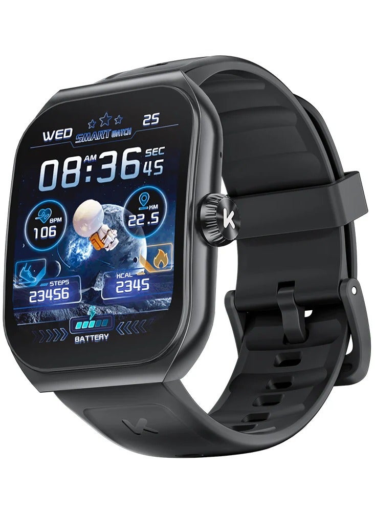 KUMI KU7 Smart Sports Watch AMOLED Display 100 Motion Detection Motion Track Recording Heart Rate Detection IP68 Waterproof AI Voice Bracelet Black