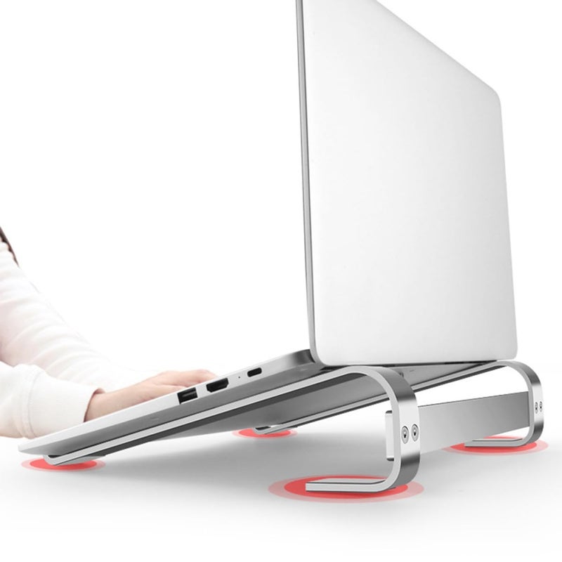 Foldable Aluminum Laptop Stand With Hollow Cooling Portable Riser Silver - Image 5
