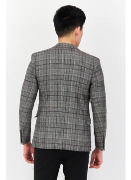 SELECTED Men Regular Fit Plaid Semi-Formal Suit Jacket, Grey Combo  - Image 2