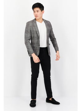 SELECTED Men Regular Fit Plaid Semi-Formal Suit Jacket, Grey Combo  - Image 3