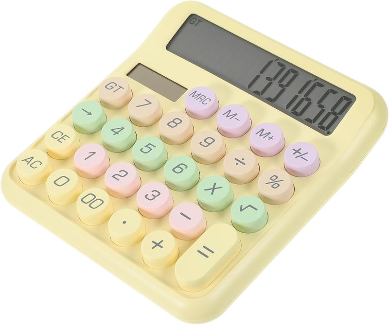 Yellow Portable Mechanical Keyboard Calculator Lightweight Practical for Office Students - Image 1