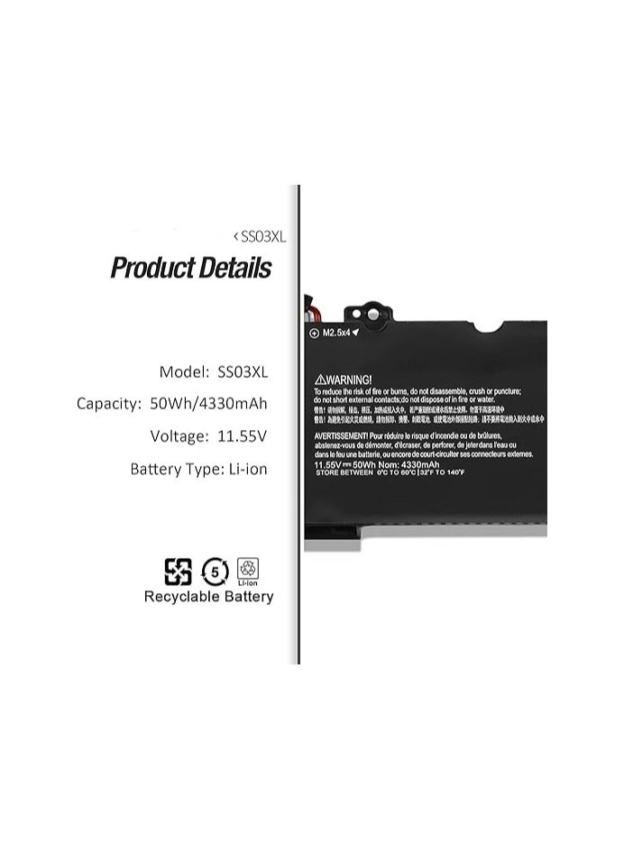 ZEXEN 50WH SS03XL Laptop battery for HP EliteBook 730 735 740 745 830 840 846 G5, EliteBook 745 830 840 846 G6, for HP MT44 MT45 Mobile Thin Client ZBOOK 14U G5 G6 HSTNN-LB8G HSTNN-IB8C HSN-I13C-4  - Image 3