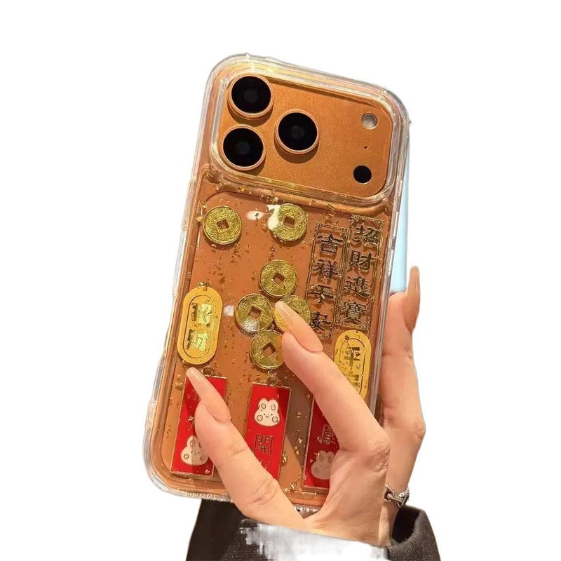 MS غطاء واقي بسيليكون لـ iPhone 17 / 17 Air / 17 Pro / 17 Pro Max مع حماية من السقوط وتصميم رقائق الذهب والسبائك الذهبية مع مقاوم للصدمات مع قبضة مانعة للانزلاق مع تبديد الحرارة بالل. - Image 2