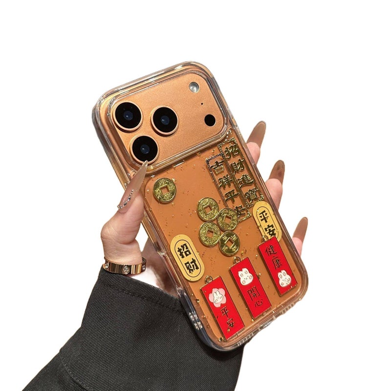 MS غطاء واقي بسيليكون لـ iPhone 17 / 17 Air / 17 Pro / 17 Pro Max مع حماية من السقوط وتصميم رقائق الذهب والسبائك الذهبية مع مقاوم للصدمات مع قبضة مانعة للانزلاق مع تبديد الحرارة بالل. - Image 4