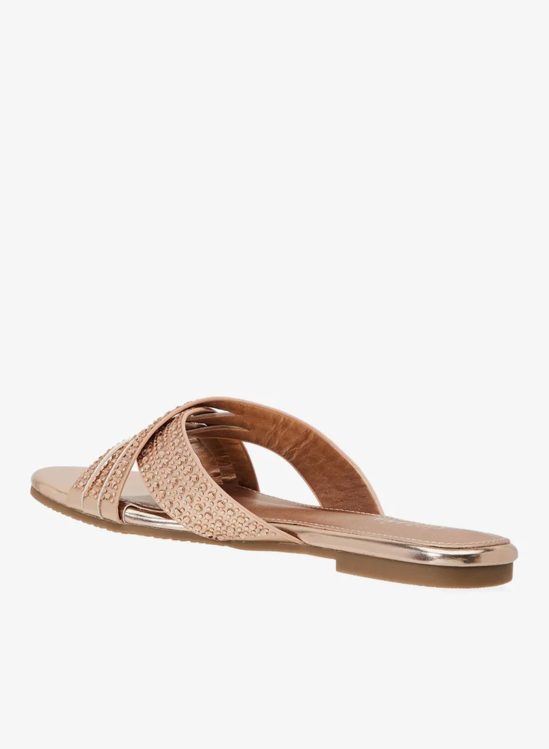 Khizana Bronze Metallic Flat Sandals for Women | Best Price UAE