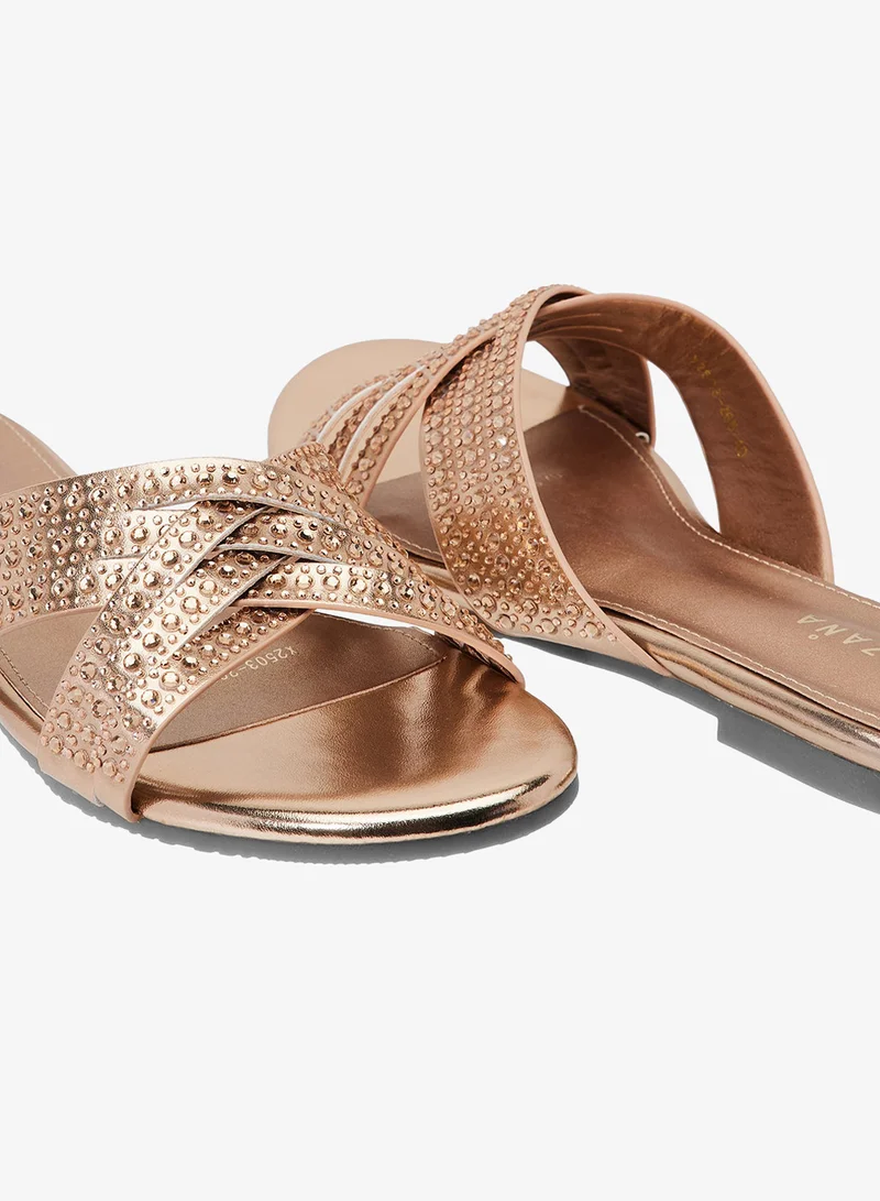 Khizana Bronze Metallic Flat Sandals for Women | Best Price UAE