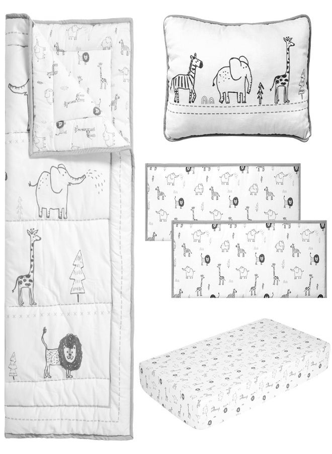 bellanina Bellanina Complete 4 Piece Baby Bedding Set Cotton with Digital Print Comforter, Crib Sheet, Crib Skirt and Bumper  - Image 2