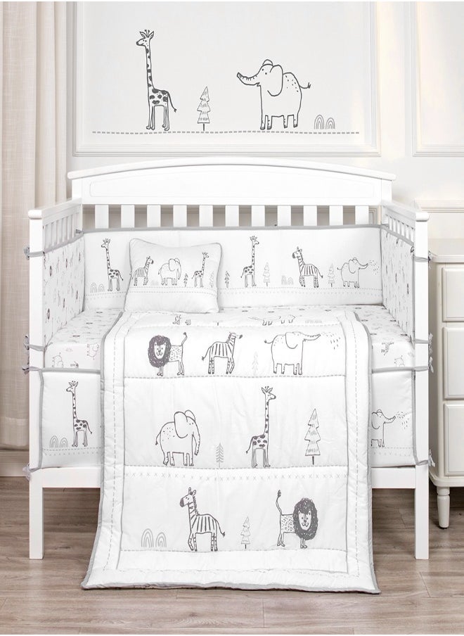 bellanina Bellanina Complete 4 Piece Baby Bedding Set Cotton with Digital Print Comforter, Crib Sheet, Crib Skirt and Bumper  - Image 1