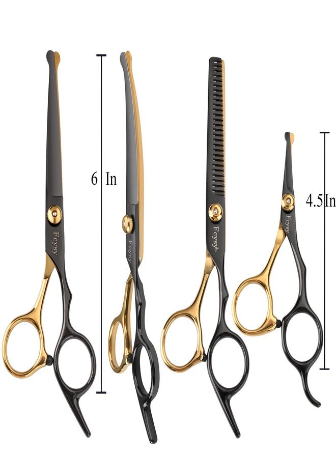 اف سي واي اس واي مجموعة مقصات للعناية بالكلاب، مقصات احترافية للحيوانات الأليفة من Fcysy للقطط في المنزل، أدوات للعناية بالكلاب بمقصات ذات شفرات منحنية ومستقيمة، مجموعة مستلزمات للحيوانات الأليفة - Image 3