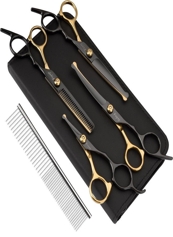 اف سي واي اس واي مجموعة مقصات للعناية بالكلاب، مقصات احترافية للحيوانات الأليفة من Fcysy للقطط في المنزل، أدوات للعناية بالكلاب بمقصات ذات شفرات منحنية ومستقيمة، مجموعة مستلزمات للحيوانات الأليفة - Image 1