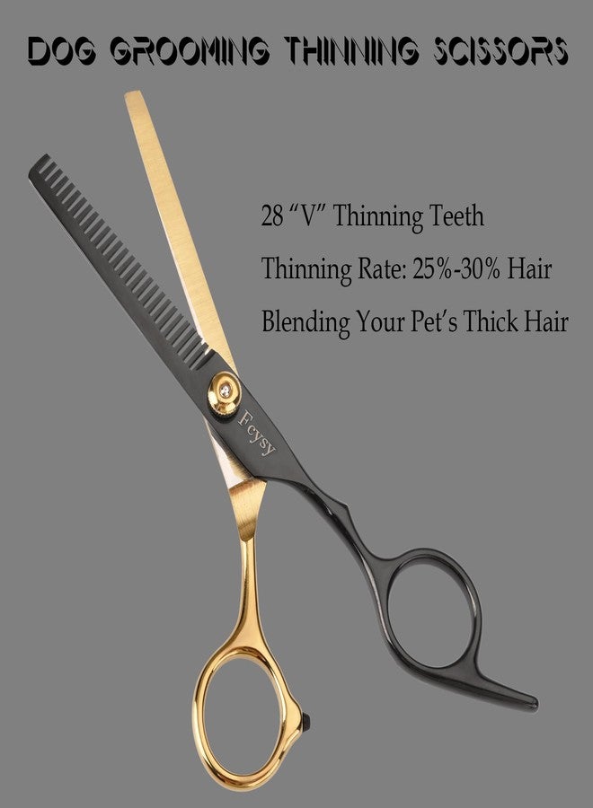 اف سي واي اس واي مجموعة مقصات للعناية بالكلاب، مقصات احترافية للحيوانات الأليفة من Fcysy للقطط في المنزل، أدوات للعناية بالكلاب بمقصات ذات شفرات منحنية ومستقيمة، مجموعة مستلزمات للحيوانات الأليفة - Image 5