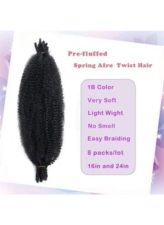 poetically 16 Inch Springy Afro Twist Hair 8 Packs Marley Twist Braiding Hair Preseparated Spring Twist Hair For Soft Butterfly Locs Crochet Hair Kinky Afro Twist Hair Extensions For Black Women  - Image 3