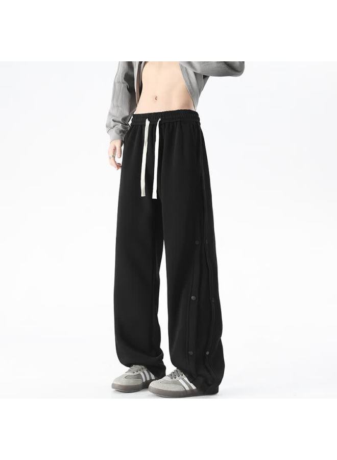 Izexx Button-fly Casual Pants Men Autumn American High Street Comfortable Straight-leg Versatile Sports Sweatpants Zh19 Black 4XL - Image 4
