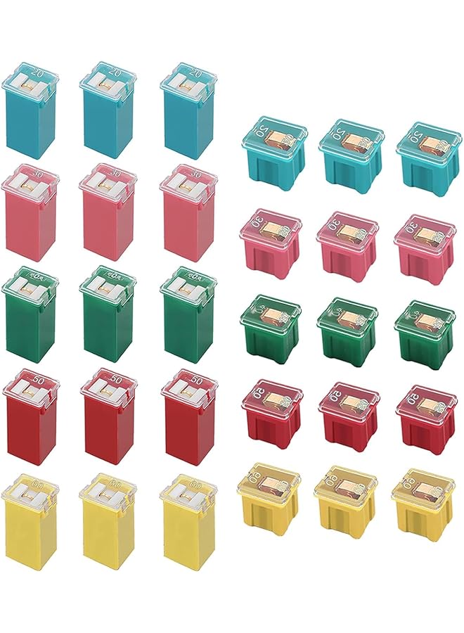 ShabeEat 30 Pcs Jcase Fuse Automotive Tall/Standard And Low Profile Jcase Box Shaped Fuses Assortment Kit (20A, 30A, 40A, 50A, 60A, 80A) For Ford Chevy/Gm Nissan And Toyota Pickup Trucks Cars Suvs - Image 1