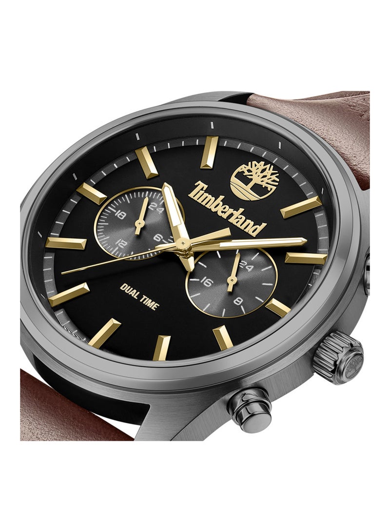 Timberland Men Mohegan Warm Grey Dial Leather Strap Analog Watch for Men, 46mm - Image 4