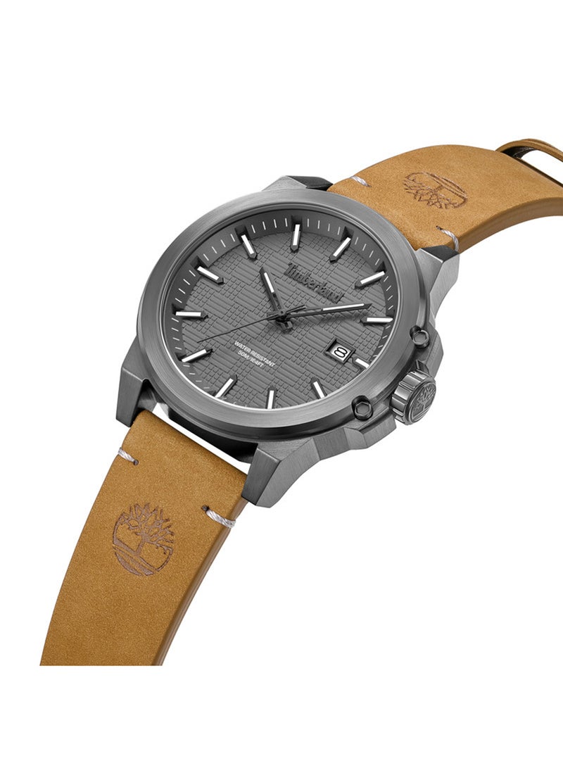 Timberland Men Mohegan Warm Grey Dial Leather Strap Analog Watch for Men, 46mm - Image 2
