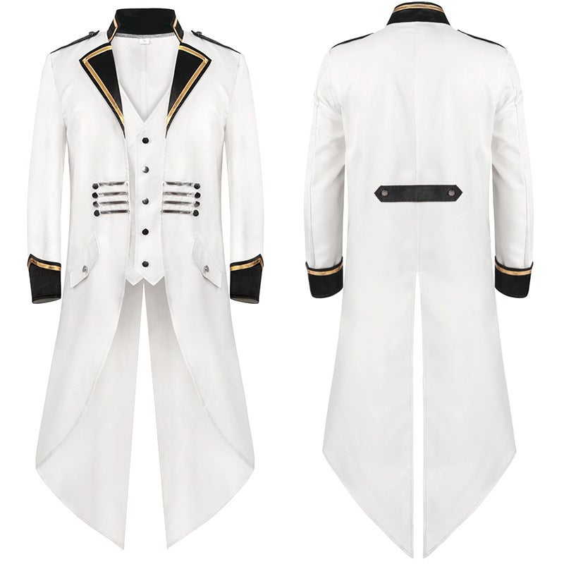 Men'S Performance Clothing Top Coat New Men'S Dress Medieval Retro Punk All-Match Long Tuxedo - Image 3