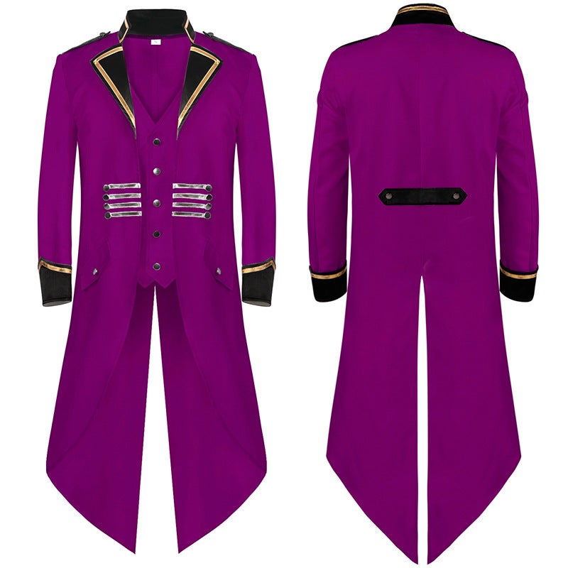 Men'S Performance Clothing Top Coat New Men'S Dress Medieval Retro Punk All-Match Long Tuxedo - Image 1