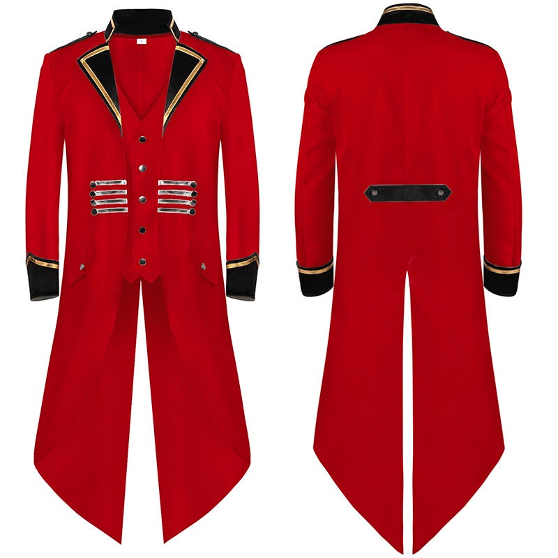 Men'S Performance Clothing Top Coat New Men'S Dress Medieval Retro Punk All-Match Long Tuxedo - Image 5