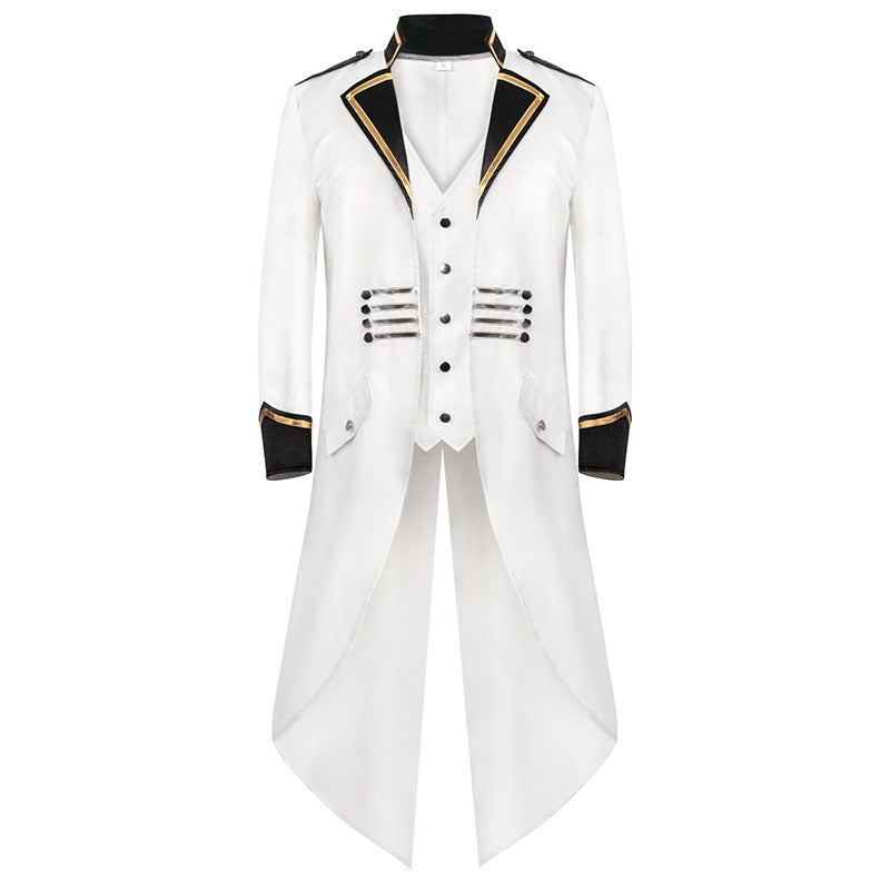 Men'S Performance Clothing Top Coat New Men'S Dress Medieval Retro Punk All-Match Long Tuxedo - Image 4