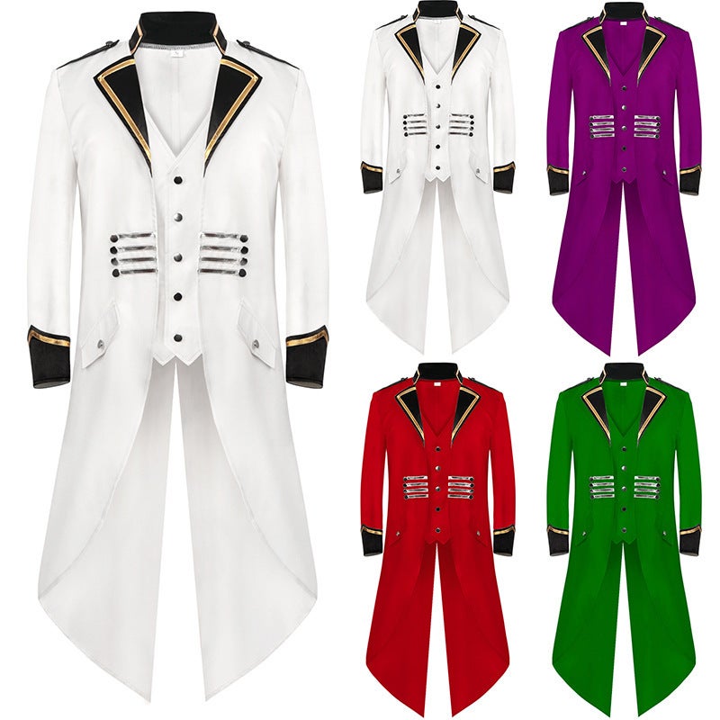 Men'S Performance Clothing Top Coat New Men'S Dress Medieval Retro Punk All-Match Long Tuxedo - Image 2