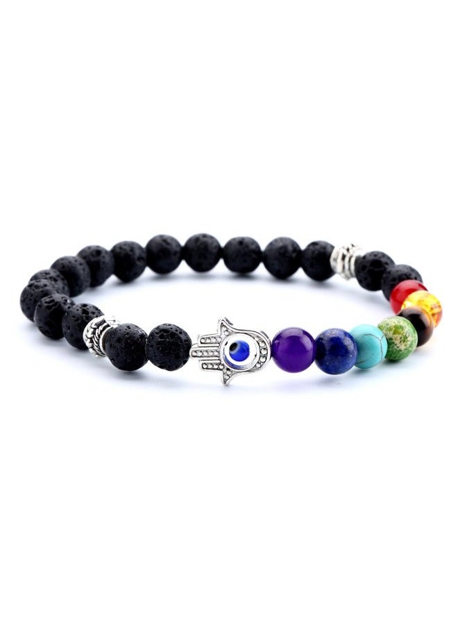 Hamoery Men Women 8mm Lava Rock 7 Chakra Beads Chakra Bracelet Braided Rope Natural Stone Yoga Bracelet Bangle, Regular - Image 1