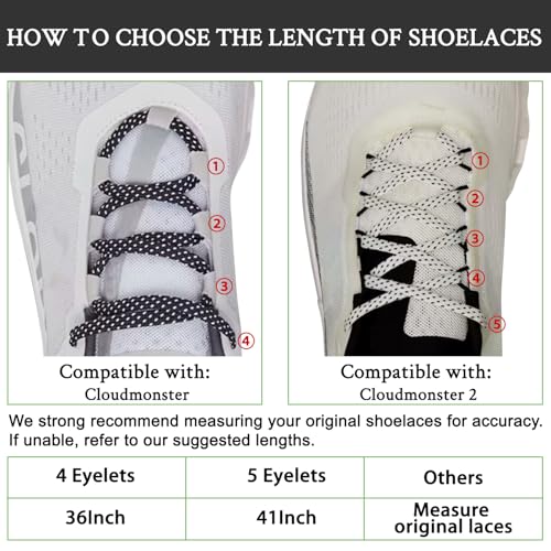 Endoto Shoe Laces for ON CloudMonster 7MM Flat Shoelaces Replacement Women Men Sneakers StringsColorBlackWhiteSize41Inch - Image 3