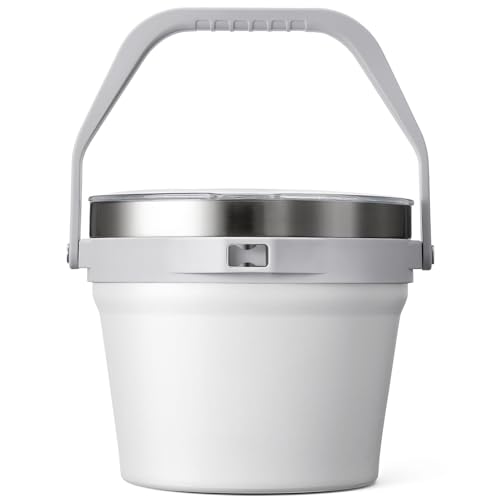 COKTIK 7L Insulated Ice Bucket with LidDouble Wall Vacuum Stainless Steel Beverage Bucket Keeps Frozen LongerHolds 6 Longnecks or 3 Bottles of Winefor hot food Large PartiesNo Accessories White - Image 1