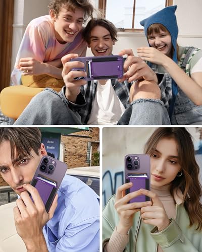 HiWe for MagSafe Wallet, Strongest Magnetic Wallet for iPhone 17/16/15/14/13/12 Series, 7 Cards Holder, Leather Minimalist Slim RFID, 1 Slot, Dark Purple & Black - Image 2