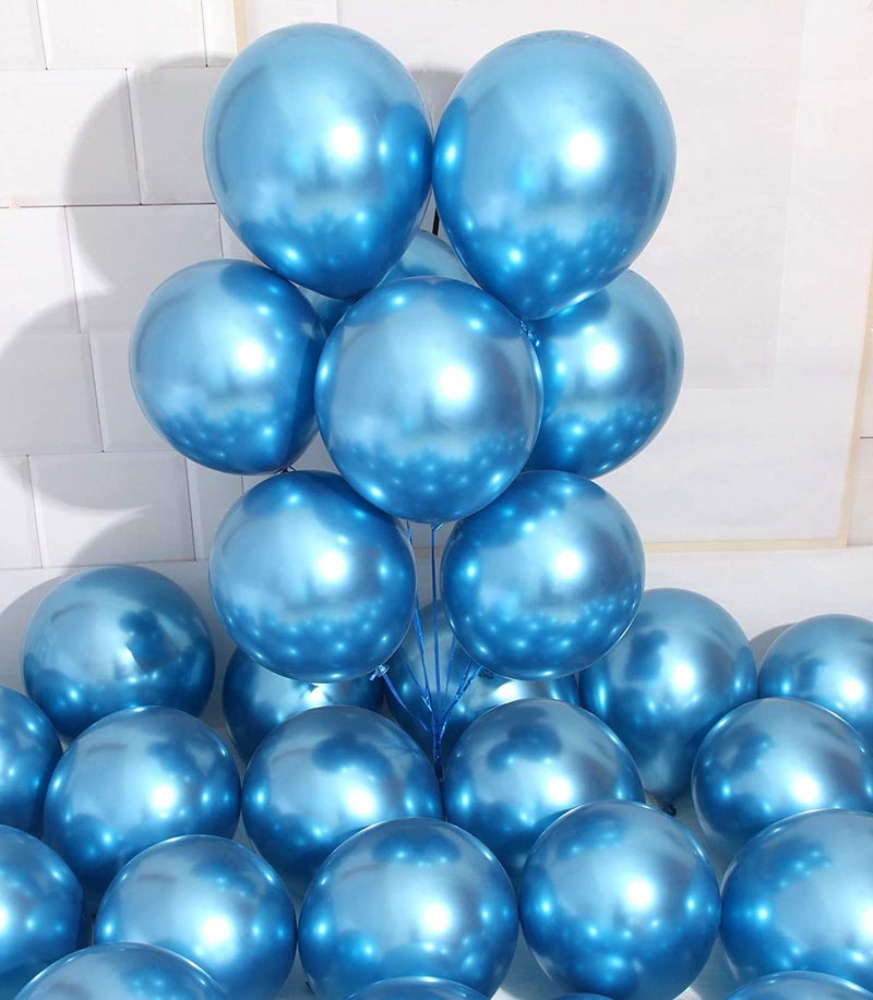 HEMITO Premium Metallic Latex Balloons Pack of 50 Blue Balloons for Decoration (Blue, Pack of 50) - Image 1