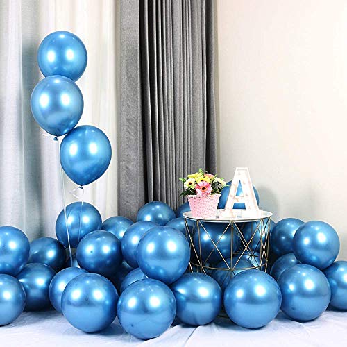 HEMITO Premium Metallic Latex Balloons Pack of 50 Blue Balloons for Decoration (Blue, Pack of 50) - Image 4