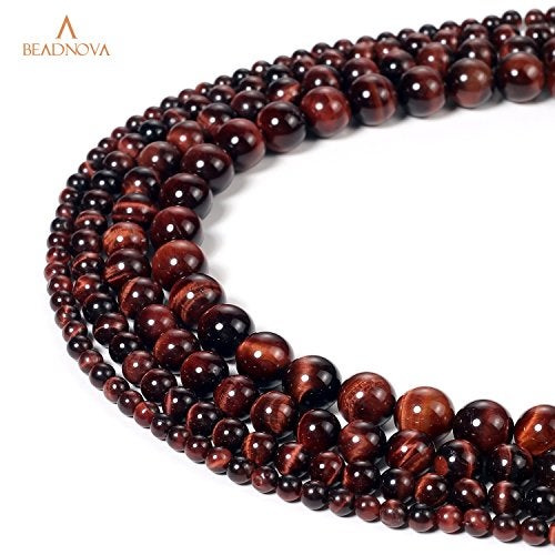 BEADNOVA 8mm Red Tiger Eye Gemstone Round Loose Beads for Jewelry Making (45-48pcs) - Image 5