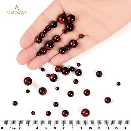 BEADNOVA 8mm Red Tiger Eye Gemstone Round Loose Beads for Jewelry Making (45-48pcs) - Image 4