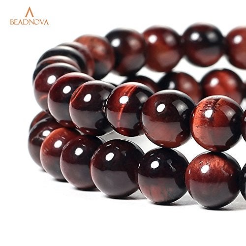 BEADNOVA 8mm Red Tiger Eye Gemstone Round Loose Beads for Jewelry Making (45-48pcs) - Image 3