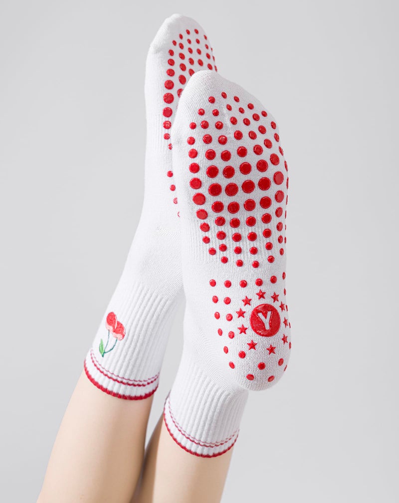 Yawlsow Pilates Grip Socks for Women Yoga Grippy Socks Cute Barre Non Skid Athletic Crew Sticky Sock Workout Hospital (US, Alpha, One Size, Regular, Regular, 1 Pack) - Image 5